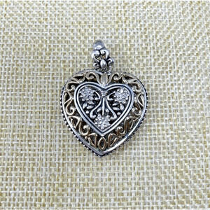 Gabriel Bruni 14K Yellow Gold Sterling Silver and Diamond Heart Locket Pendant